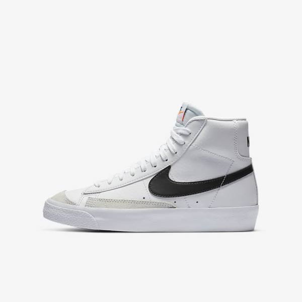 Kids\' Nike Blazer Mid 77 Older Trainers White / Orange / Black | NK798BNK