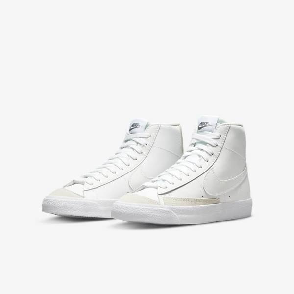 Kids' Nike Blazer Mid 77 Older Trainers White / Light Brown / White | NK839GMH