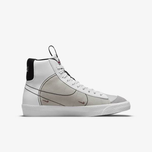 Kids' Nike Blazer Mid 77 SE Dance Older Trainers White / Black / White / Burgundy | NK923XZF