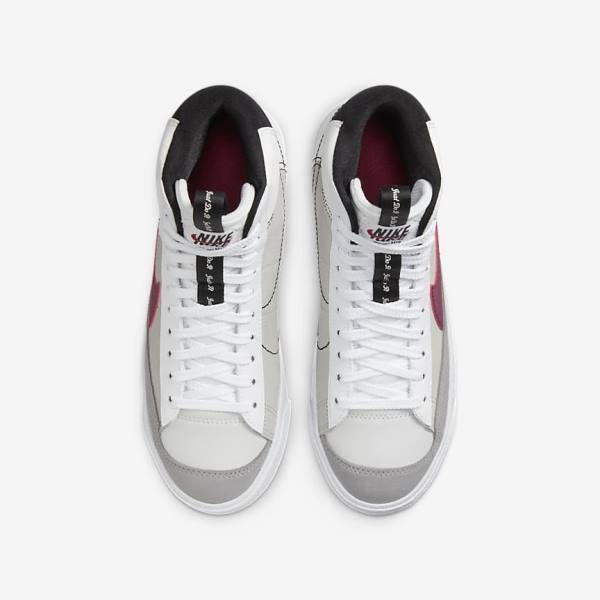 Kids' Nike Blazer Mid 77 SE Dance Older Trainers White / Black / White / Burgundy | NK923XZF