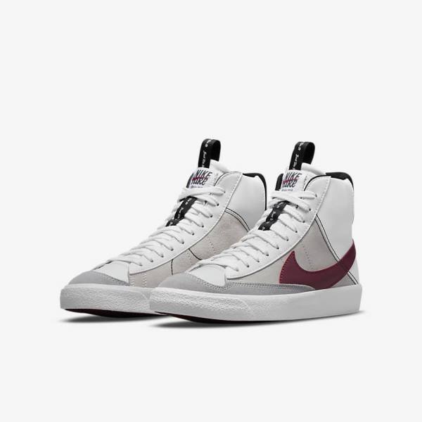 Kids' Nike Blazer Mid 77 SE Dance Older Trainers White / Black / White / Burgundy | NK923XZF