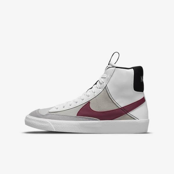 Kids\' Nike Blazer Mid 77 SE Dance Older Trainers White / Black / White / Burgundy | NK923XZF