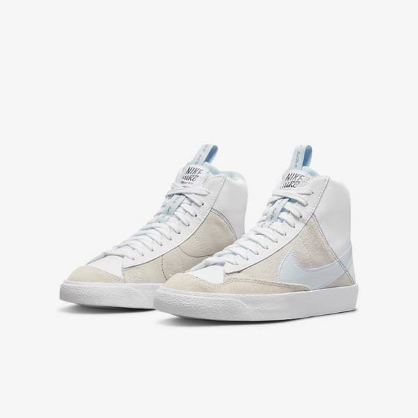 Kids' Nike Blazer Mid 77 SE Dance Older Trainers White / Blue Grey | NK985EBV