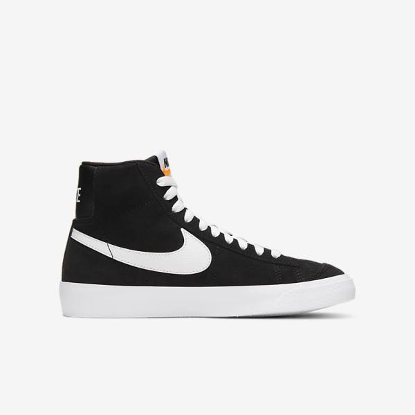 Kids' Nike Blazer Mid 77 Suede Older Trainers Black / Orange / White | NK618HJA