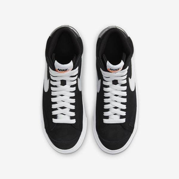 Kids' Nike Blazer Mid 77 Suede Older Trainers Black / Orange / White | NK618HJA