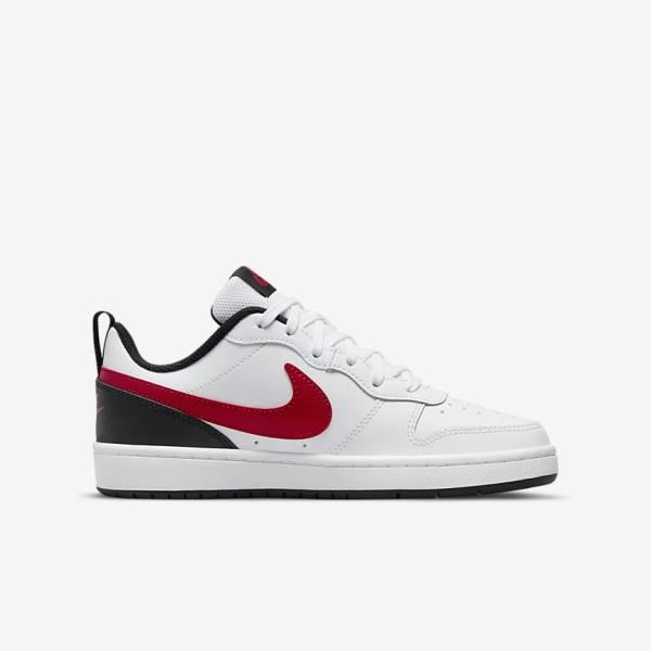 Kids' Nike Court Borough Low 2 Older Trainers White / Black / Red | NK203XTO