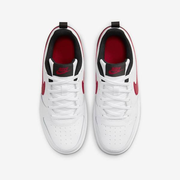 Kids' Nike Court Borough Low 2 Older Trainers White / Black / Red | NK203XTO