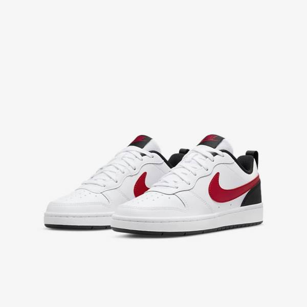 Kids' Nike Court Borough Low 2 Older Trainers White / Black / Red | NK203XTO