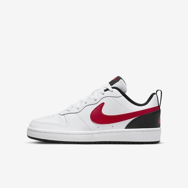 Kids\' Nike Court Borough Low 2 Older Trainers White / Black / Red | NK203XTO