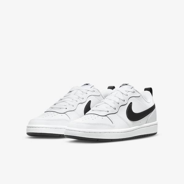 Kids' Nike Court Borough Low 2 Older Trainers White / Black | NK216WBA