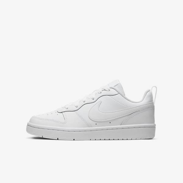 Kids\' Nike Court Borough Low 2 Older Trainers White | NK925GVL