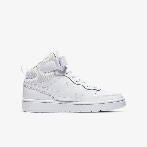 Kids' Nike Court Borough Mid 2 Older Trainers White | NK804KUG