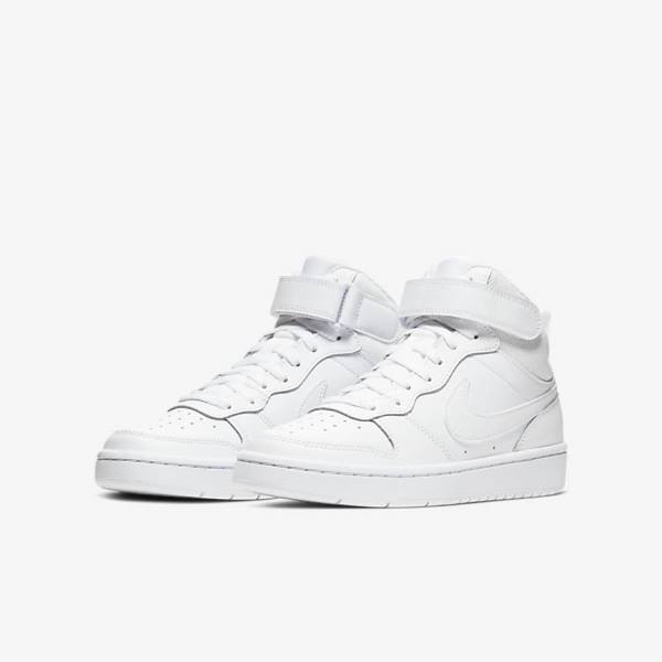 Kids' Nike Court Borough Mid 2 Older Trainers White | NK804KUG