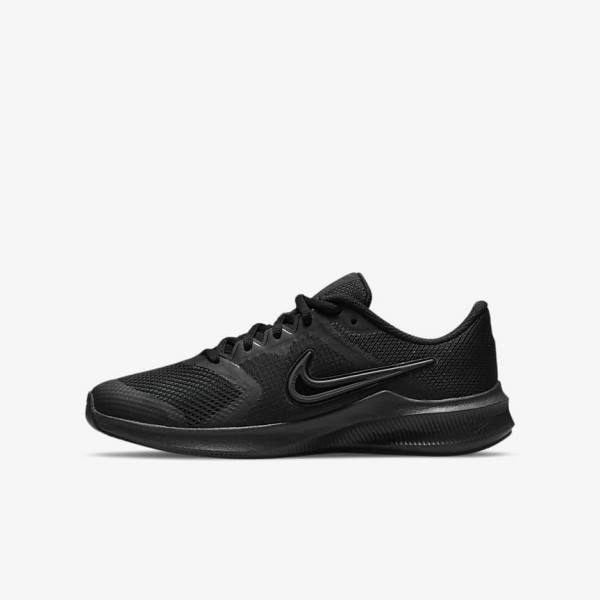 Kids\' Nike Downshifter 11 Older Road Trainers Black / Dark Grey | NK475DKF