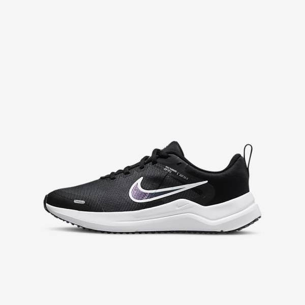 Kids\' Nike Downshifter 12 Older Road Running Shoes Black / Dark Grey / White | NK631EXH