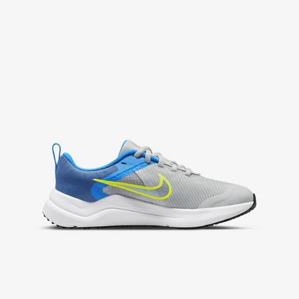 Kids' Nike Downshifter 12 Older Road Running Shoes Grey / Blue Grey / Navy / Grey | NK743PRY