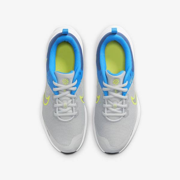 Kids' Nike Downshifter 12 Older Road Running Shoes Grey / Blue Grey / Navy / Grey | NK743PRY