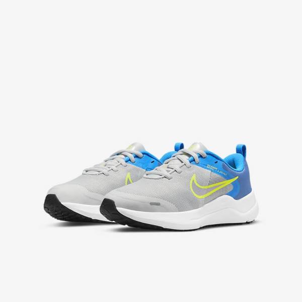 Kids' Nike Downshifter 12 Older Road Running Shoes Grey / Blue Grey / Navy / Grey | NK743PRY