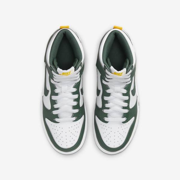 Kids' Nike Dunk High Older Trainers Green / Gold / White | NK137AGN