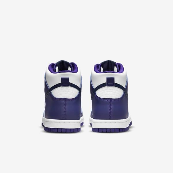 Kids' Nike Dunk High Older Trainers White / Purple / Navy | NK908CBQ