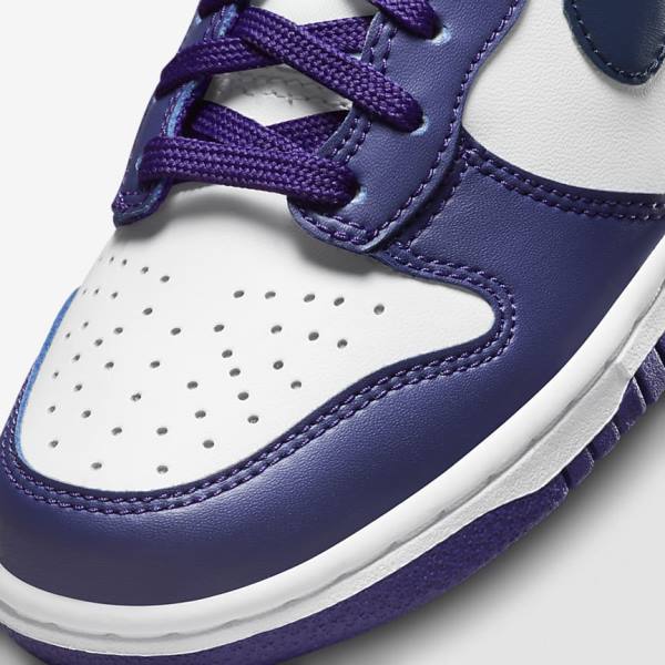 Kids' Nike Dunk High Older Trainers White / Purple / Navy | NK908CBQ