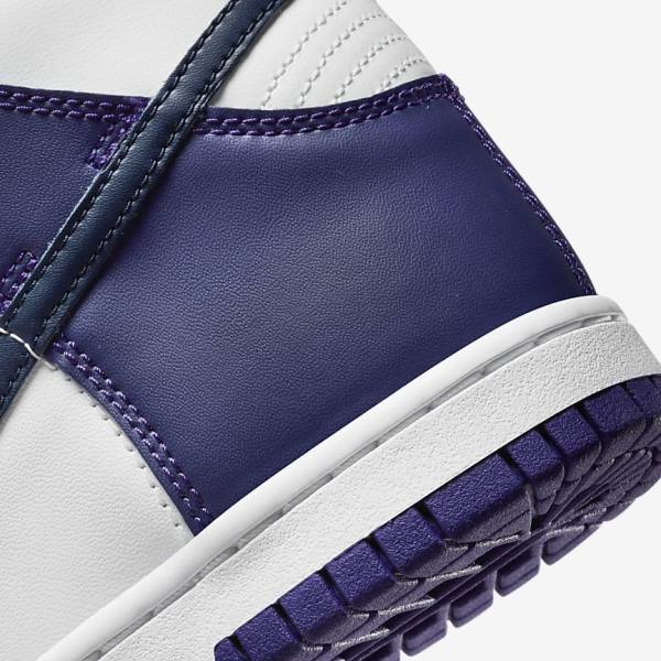 Kids' Nike Dunk High Older Trainers White / Purple / Navy | NK908CBQ