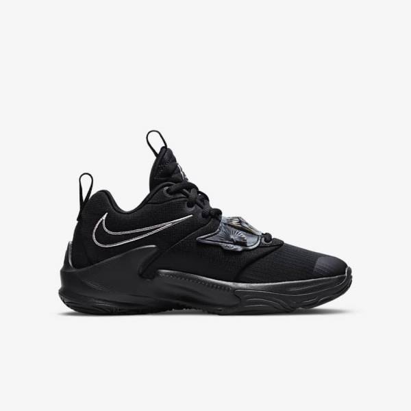 Kids' Nike Freak 3 Older Basketball Shoes Black / Grey / Pink / Metal Silver | NK196ZGC