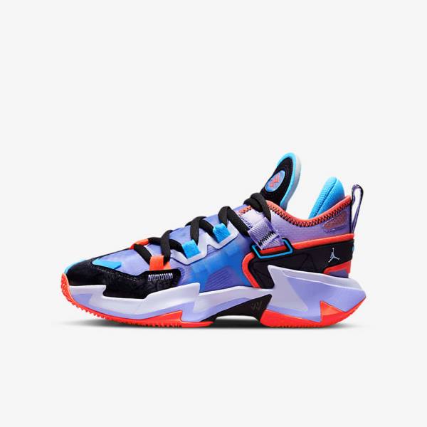 Kids\' Nike Jordan Why Not Zer0.5 Older Basketball Shoes Black / Blue / Light Red | NK584JDR