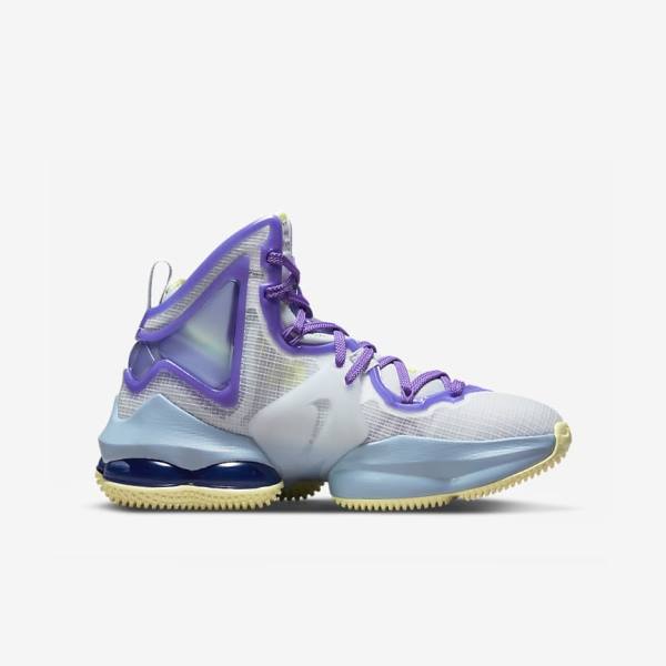 Kids' Nike LeBron 19 Older Basketball Shoes Blue / Purple | NK278NWM