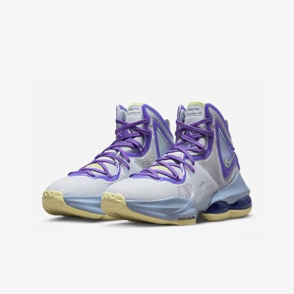 Kids' Nike LeBron 19 Older Basketball Shoes Blue / Purple | NK278NWM