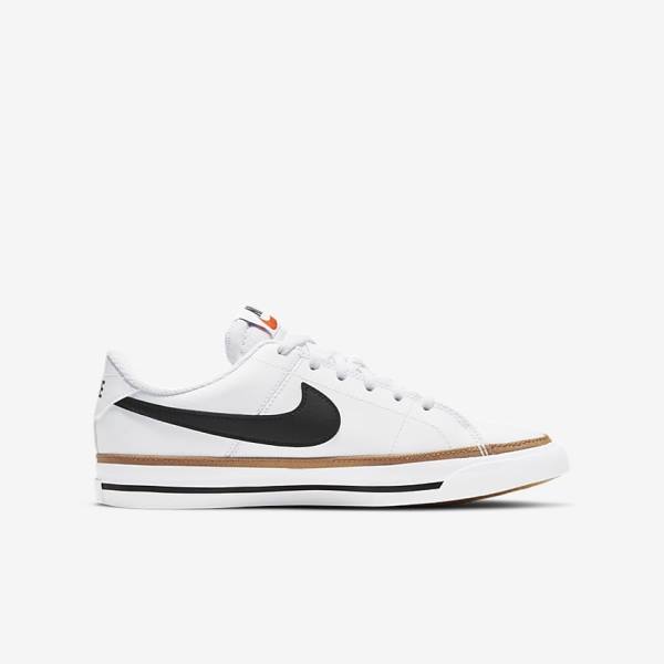 Kids' Nike NikeCourt Legacy Older Trainers White / Light Brown / Black | NK798DAX