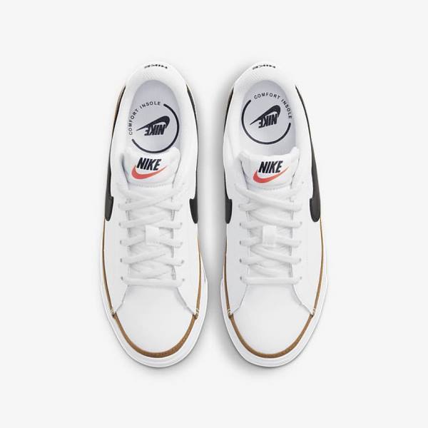 Kids' Nike NikeCourt Legacy Older Trainers White / Light Brown / Black | NK798DAX