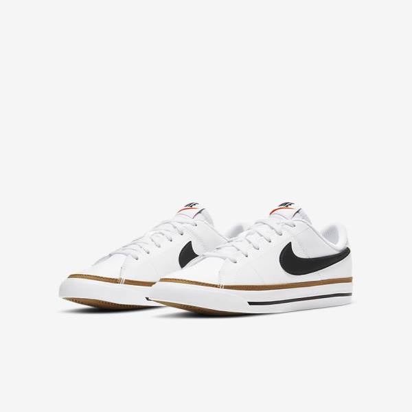 Kids' Nike NikeCourt Legacy Older Trainers White / Light Brown / Black | NK798DAX