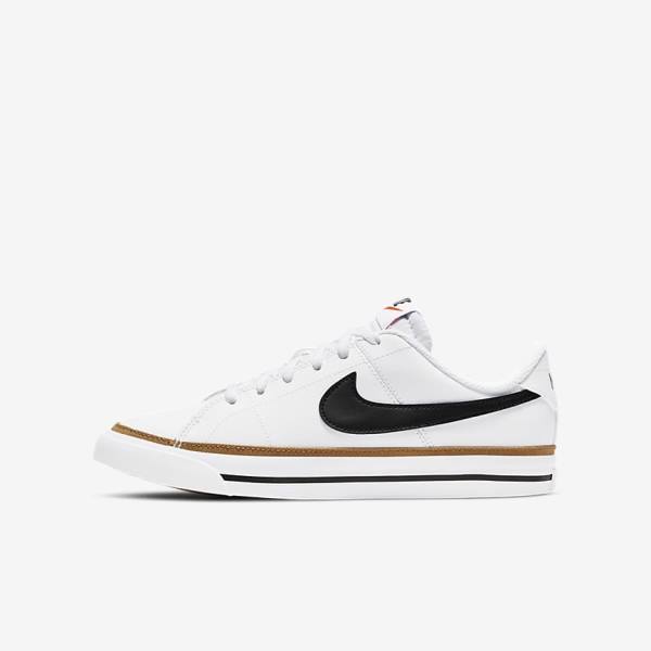 Kids\' Nike NikeCourt Legacy Older Trainers White / Light Brown / Black | NK798DAX