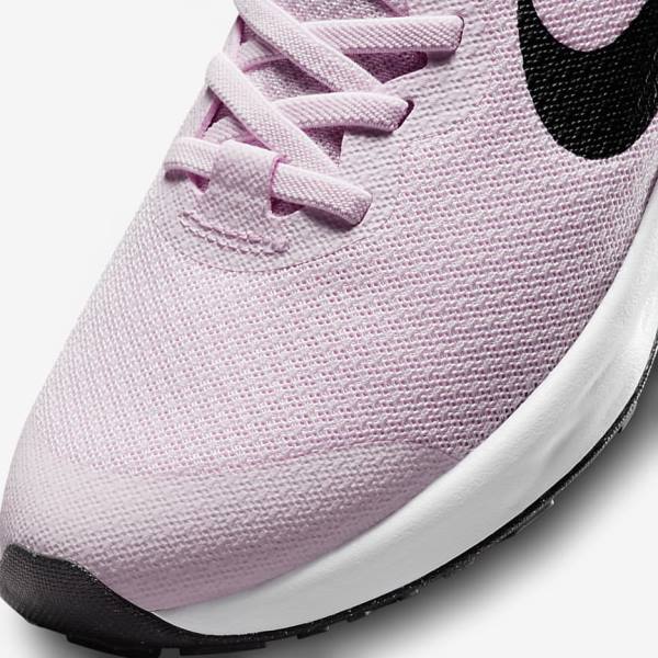 Kids' Nike Revolution 6 FlyEase Older Easy On-Off Road Running Shoes Pink / Black | NK748PMT