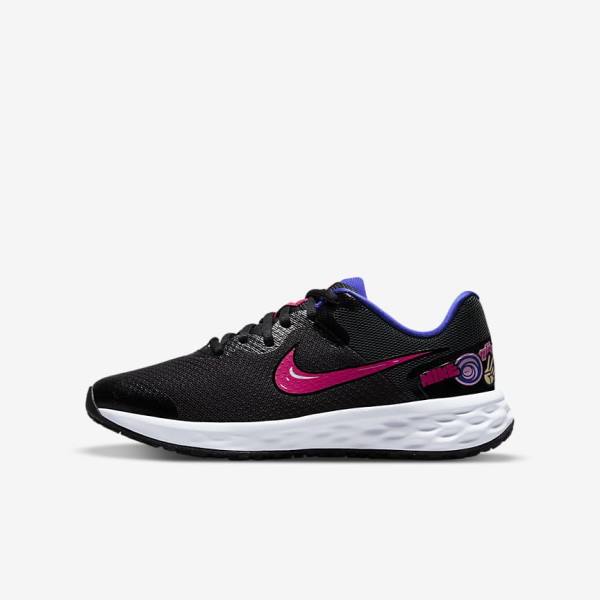 Kids\' Nike Revolution 6 SE Older Road Running Shoes Black | NK592ODF