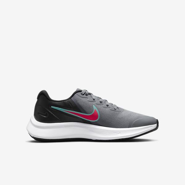 Kids' Nike Star Runner 3 Older Road Running Shoes Grey / Black / Red | NK129LPT