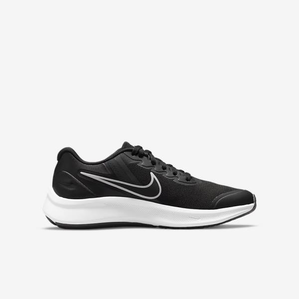 Kids' Nike Star Runner 3 Older Road Running Shoes Black / Dark Grey | NK835YDS