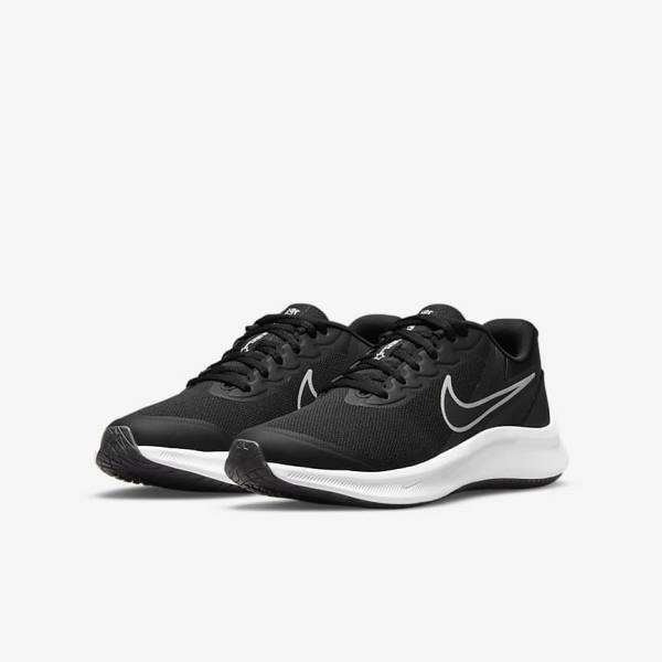 Kids' Nike Star Runner 3 Older Road Running Shoes Black / Dark Grey | NK835YDS