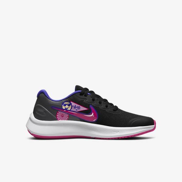 Kids' Nike Star Runner 3 SE Older Road Running Shoes Black / Pink | NK632VQJ