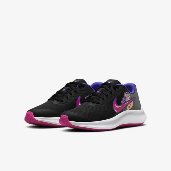 Kids' Nike Star Runner 3 SE Older Road Running Shoes Black / Pink | NK632VQJ