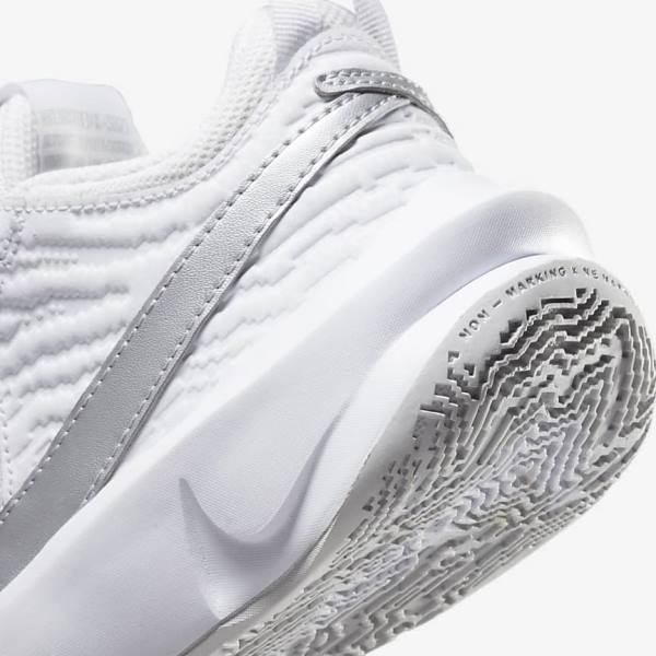 Kids' Nike Team Hustle D 10 Older Basketball Shoes White / Metal Silver | NK539YJL