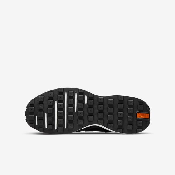 Kids' Nike Waffle One Older Trainers Black / White / Orange / Black | NK790ROP