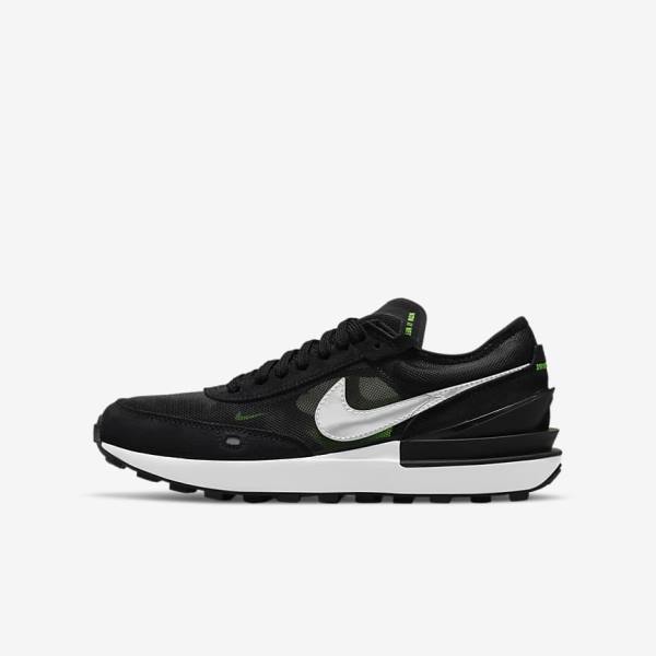 Kids\' Nike Waffle One Older Trainers Dark Grey / Black / Green | NK509LNK