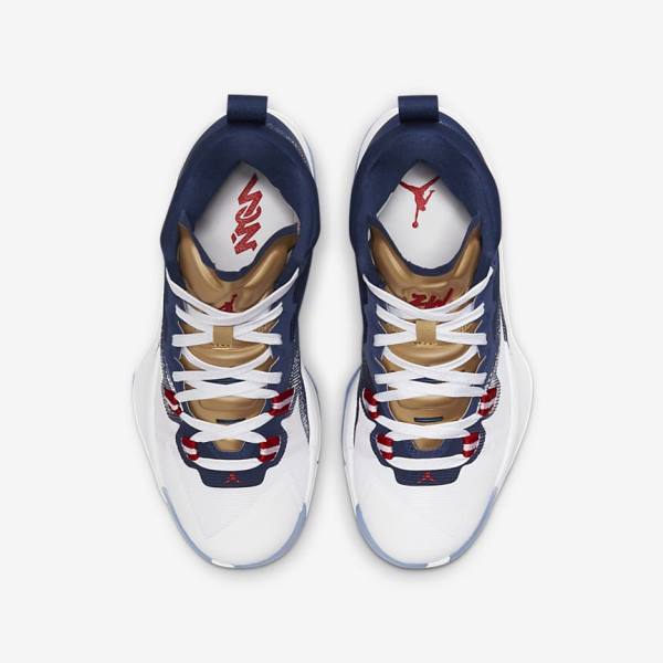 Kids' Nike Zion 1 Older Trainers Blue / White / Metal Gold / Red | NK721DKA