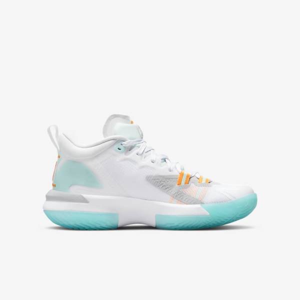 Kids' Nike Zion 1 Older Trainers White / Orange / Turquoise / Black | NK259ILA