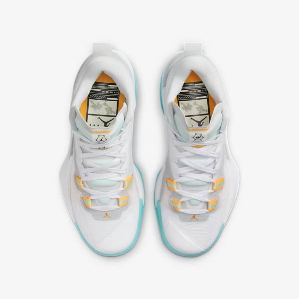 Kids' Nike Zion 1 Older Trainers White / Orange / Turquoise / Black | NK259ILA