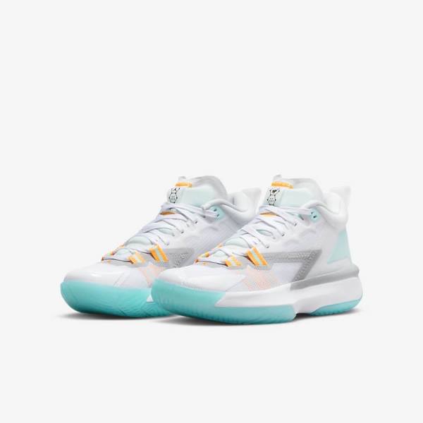 Kids' Nike Zion 1 Older Trainers White / Orange / Turquoise / Black | NK259ILA