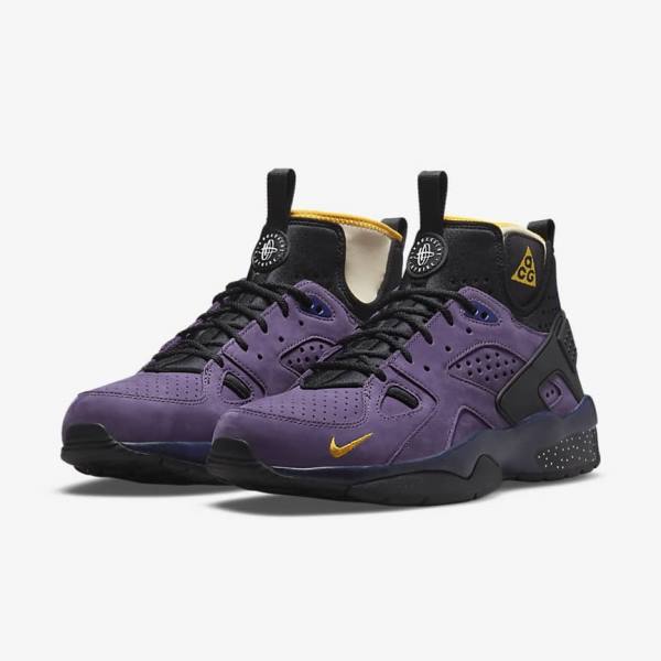 Men's Nike ACG Air Mowabb Trainers Purple / Blue / Black / Gold | NK698YEM