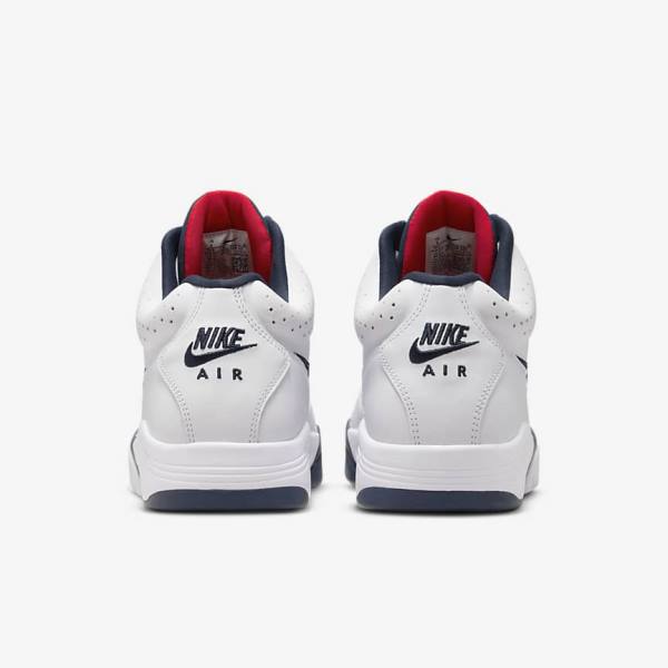 Men's Nike Air Flight Lite Mid Trainers White / Red / Metal Gold / Navy | NK472QGZ